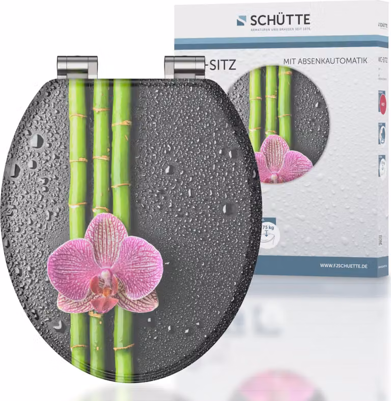 Sedile per WC SCHÜTTE MDF ASIA, coperchio per WC con chiusura ammortizzata, sedile per WC con anima in legno, sedile per WC, coperchio per WC