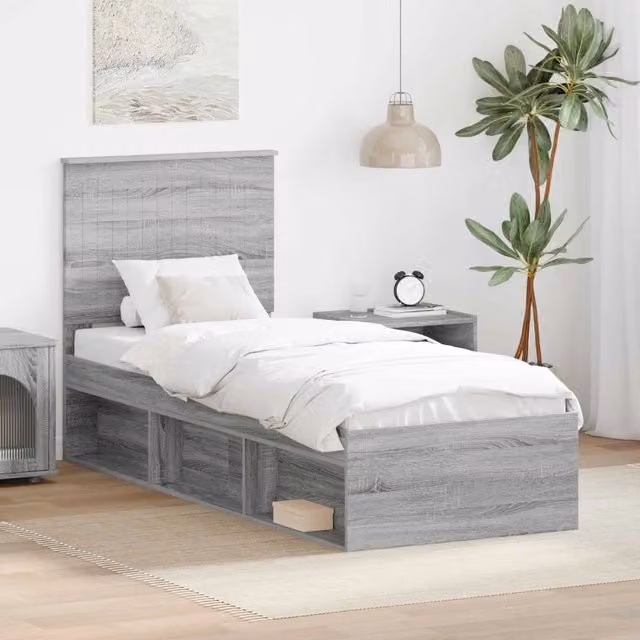 Struttura letto in pino massello vidaXL Grigio 80 x 190 cm
