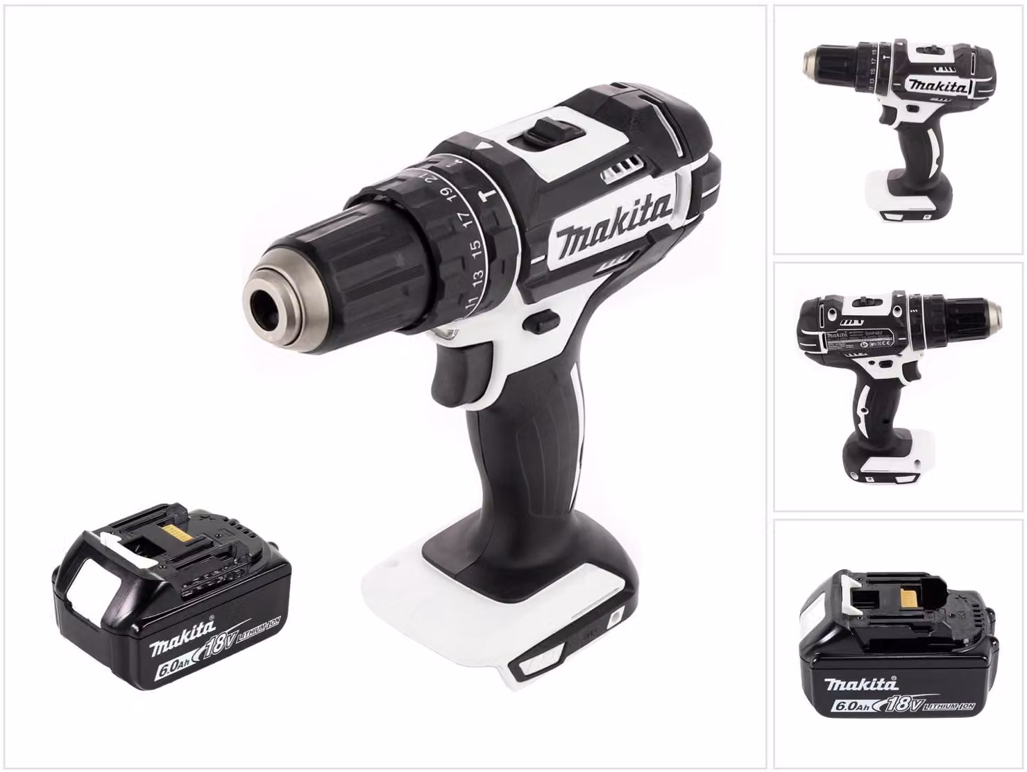 Trapano avvitatore a percussione a batteria Makita DHP 482 G1W 18 V 62 Nm + 1 batteria da 6,0 Ah - senza caricabatterie