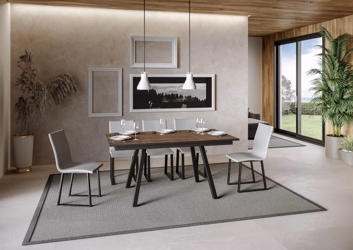 ITAMOBY - Tavolo allungabile 160/220x90 cm Mirhi noce telaio e gambe antracite