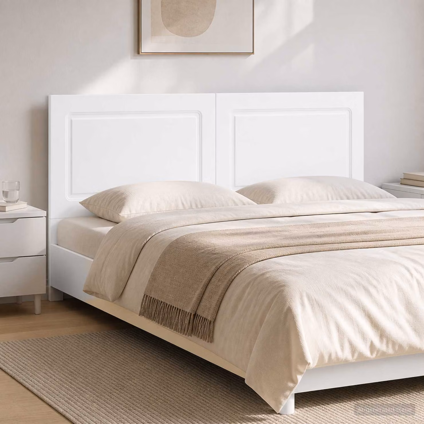 Testiera da muro moderna vidaXL UTRECHT in legno ingegnerizzato bianco opaco L: 161 cm, H: 50 cm, P: 3 cm