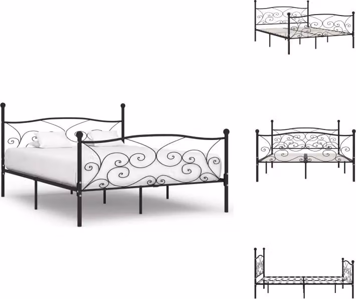 vidaXL Struttura letto con rete a doghe in metallo nero 180 × 200 cm - Letti e strutture letto