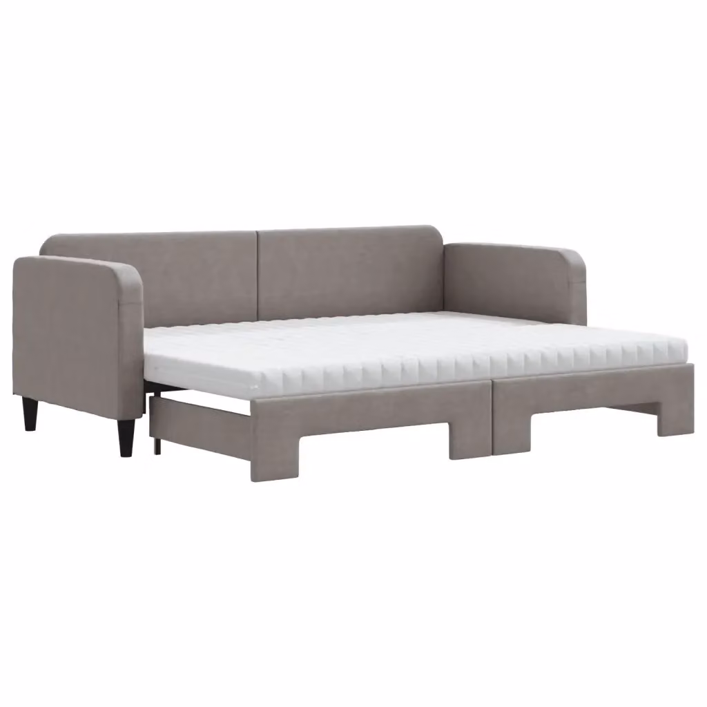 Divano Letto Estraibile vidaXL in Tessuto con Cassetto per Soggiorno e Camera da Letto, Colore Grigio/Beige, L/P/H: 223 x 75 x 90 cm, Materasso 80x200 cm – 2