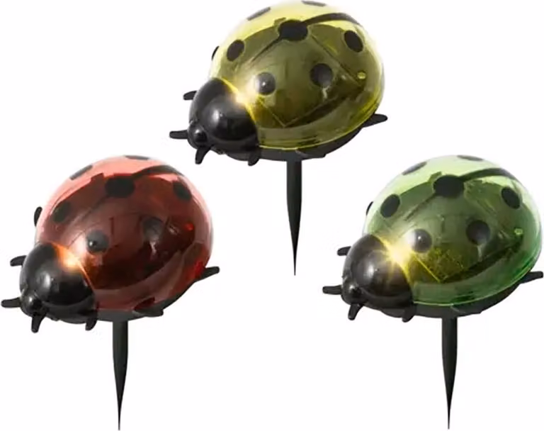 4 picchetti solari a forma di coccinella, colori assortiti