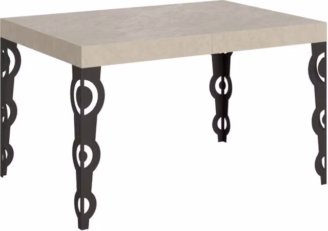 Tavolo Allungabile Moderno GIORDANOSHOP Karamay Beige e Antracite L: 120-204 cm, P: 80 cm, H: 77 cm