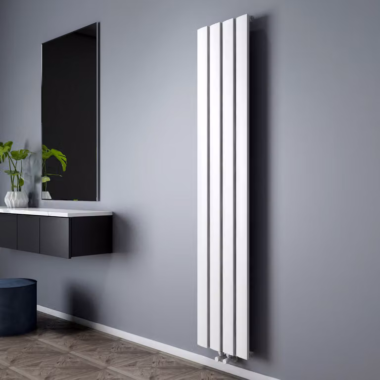 Radiatore Verticale Design Alluminio Bianco 1800x375mm - Alta Resa - Stile Moderno - Aris