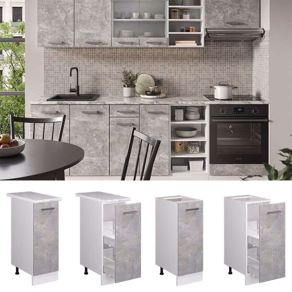 Armadio dispensa da cucina alto R-Line Vicco, Bianco/Grigio/Antracite, L: 30 cm, P: 60 cm, H: 81,6 cm – 2
