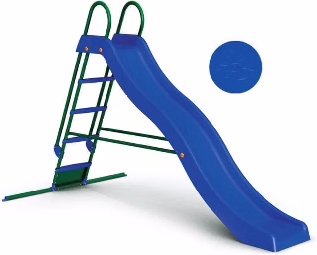 Scivolo per Bambini 285x46x165,5 cm in Metallo Blu e Verde