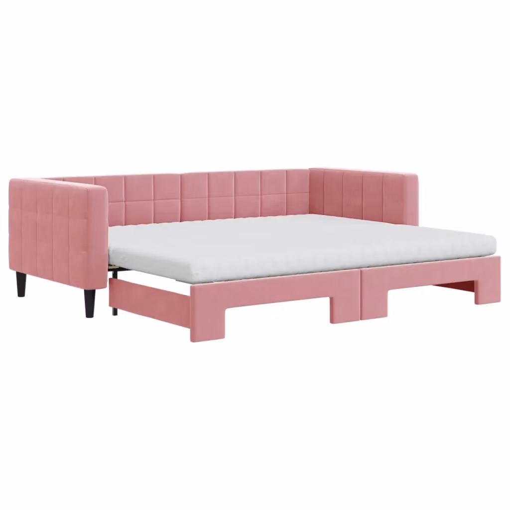 Divano Letto Estraibile vidaXL in Velluto Rosa con Cassetto per Soggiorno e Camera da Letto L/P/H: 223 x 68 x 90 cm – 2