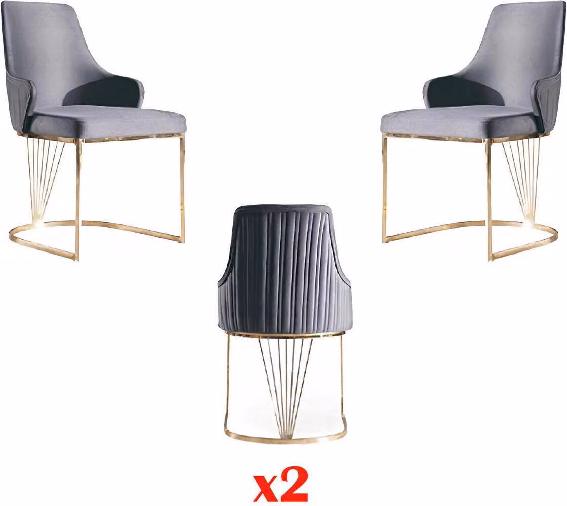 Stuhl 2x Ess Zimmer Stühle Polsterstuhl Sessel Metall Lounge Design Möbel