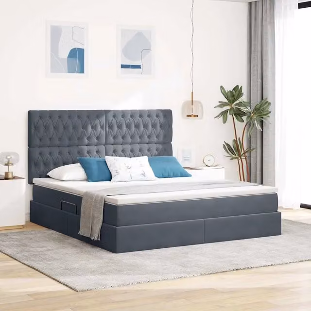 Letto con contenitore e materasso Grigio scuro 160 x 200 cm 3372100