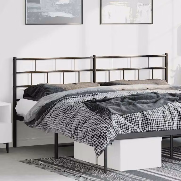 Testiera di ricambio in metallo nero vidaXL per camera da letto, L: 198 cm