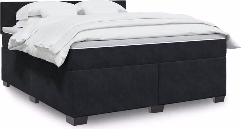 Maison Exclusive - Giroletto a Molle con Materasso Nero 180x200 cm in Velluto