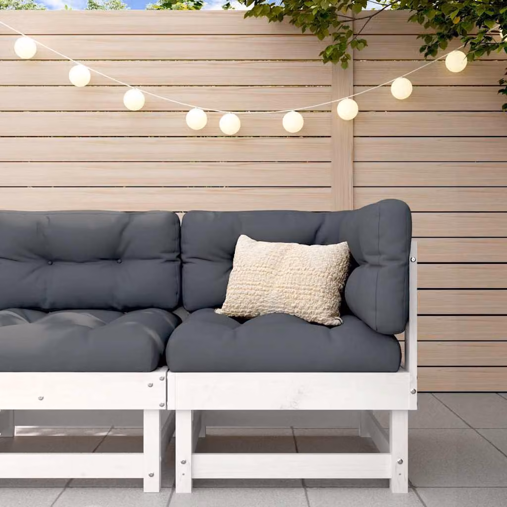 vidaXL Divano Angolare da Esterno in Legno di Pino con Cuscini Imbottiti Disponibile in Bianco, Antracite o Grigio