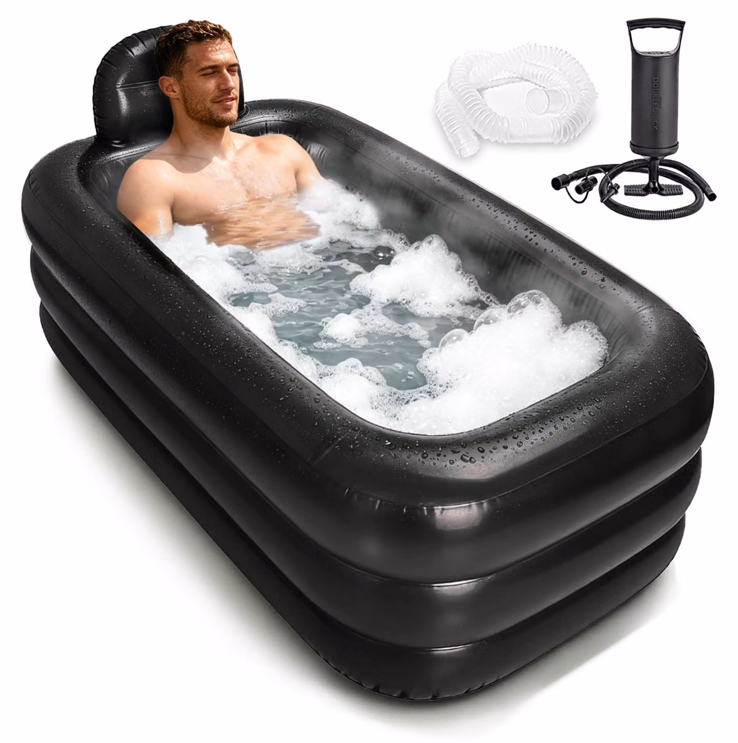 Vasca da bagno gonfiabile autoportante, con fondo confortevole, dimensioni 160 x 90 x 50 cm, ideale per la vasca