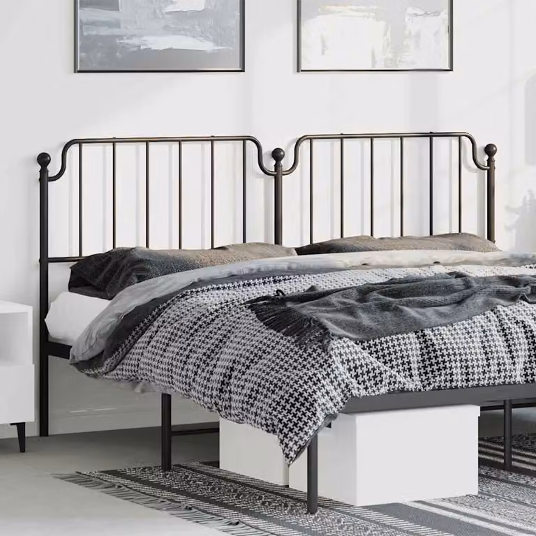 Testiera di ricambio vidaXL in metallo nero laccato, stile classico, L: 198 cm