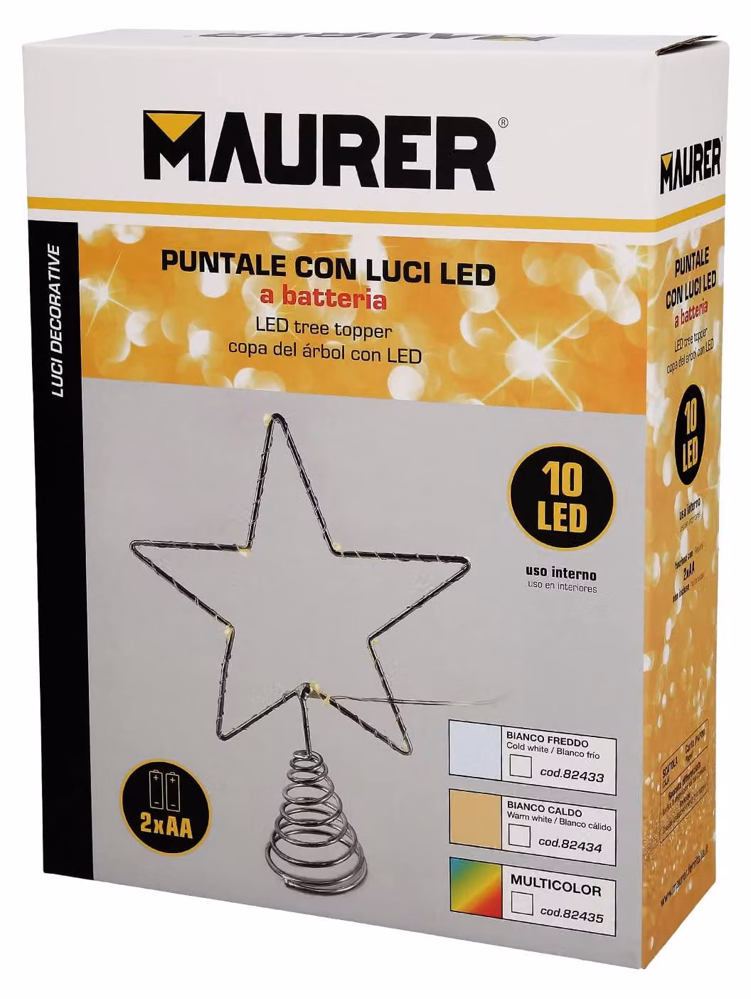 Luci natalizie a forma di stella e albero, con alimentazione a batteria