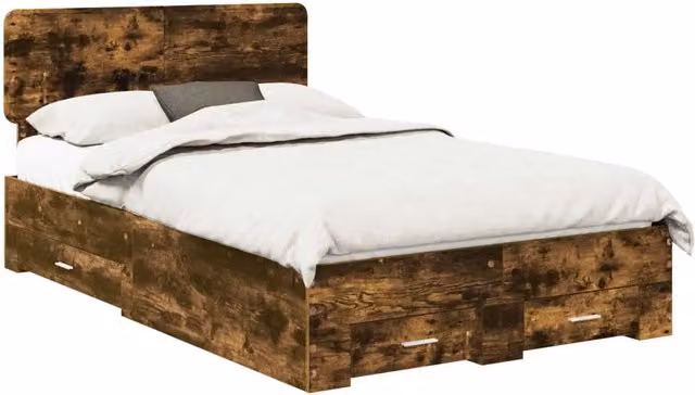 Letto matrimoniale | Letto per adulti | Struttura del letto Rovere fum¨¦ 120 x 190 cm Legno multistrato