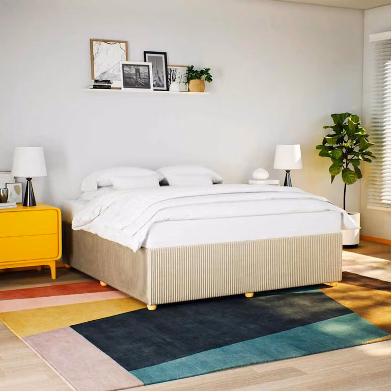 Giroletto vidaXL senza materasso in tessuto beige con struttura in legno e doghe, L 180 cm x P 200 cm