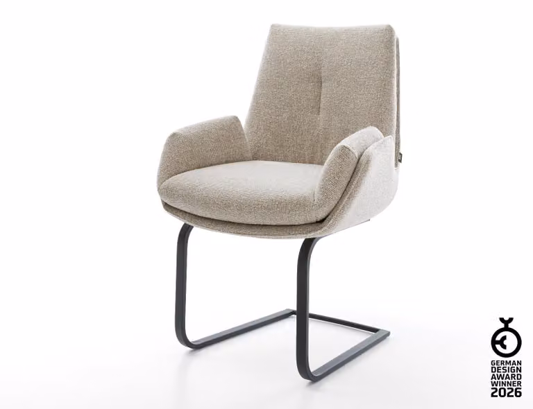 DELIFE Clea-Flex sedia cantilever tessuto morbido beige cantilever piatto nero