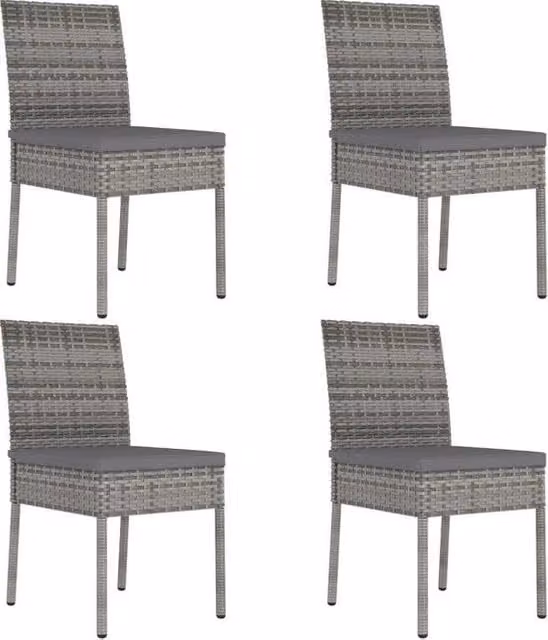Poltrona da giardino 4 pezzi rattan a poli grigio