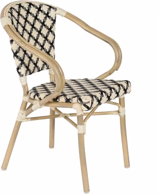 Oviala - Sedia da giardino in alluminio e rattan nero