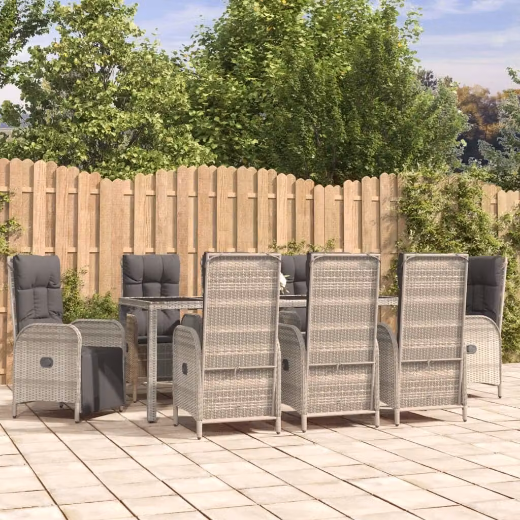 Maison Exclusive - Set da pranzo da giardino 9 pezzi con cuscini in polyrattan grigio