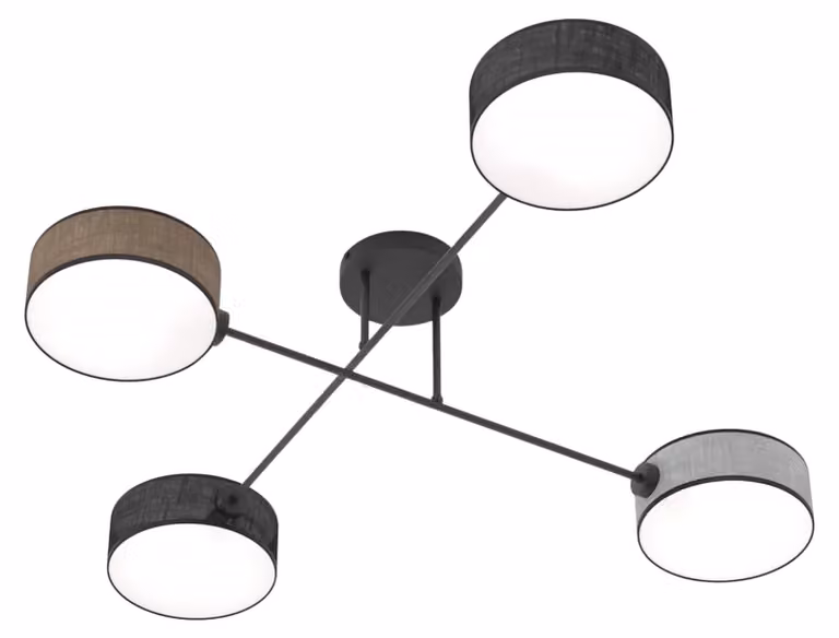 Lampada a sospensione MAGA nero-marrone-grigio 4xE14x15W in tessuto, dimensioni: 22x96x96 cm, IP20, Emibig