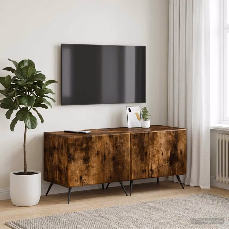Mobile TV vidaXL in legno ingegnerizzato rovere fumo marrone con scomparti multimediali e design moderno