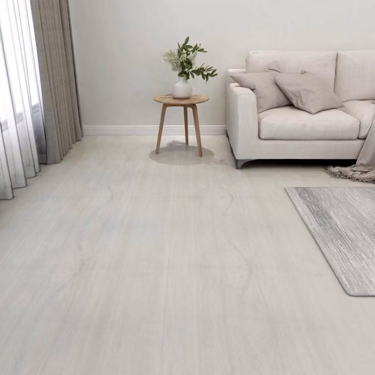 Tavole per pavimenti adesive vidaXL in PVC, stile moderno, colore beige e bianco, superficie liscia, copertura 5,11 m² (55 pezzi)
