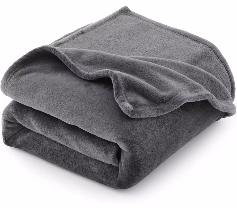 Coperta in flanella, 130x150 cm, grigia, morbida, calda e leggera, adatta per tutte le stagioni