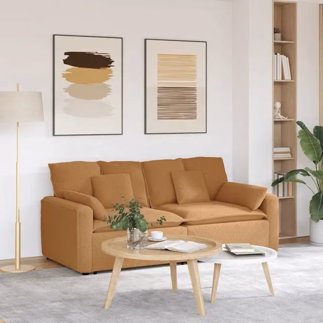 Divano angolare modulare vidaXL in tessuto beige con cuscini e struttura in metallo per il tuo soggiorno L/P/H: 224 x 105 x 64 cm – 1