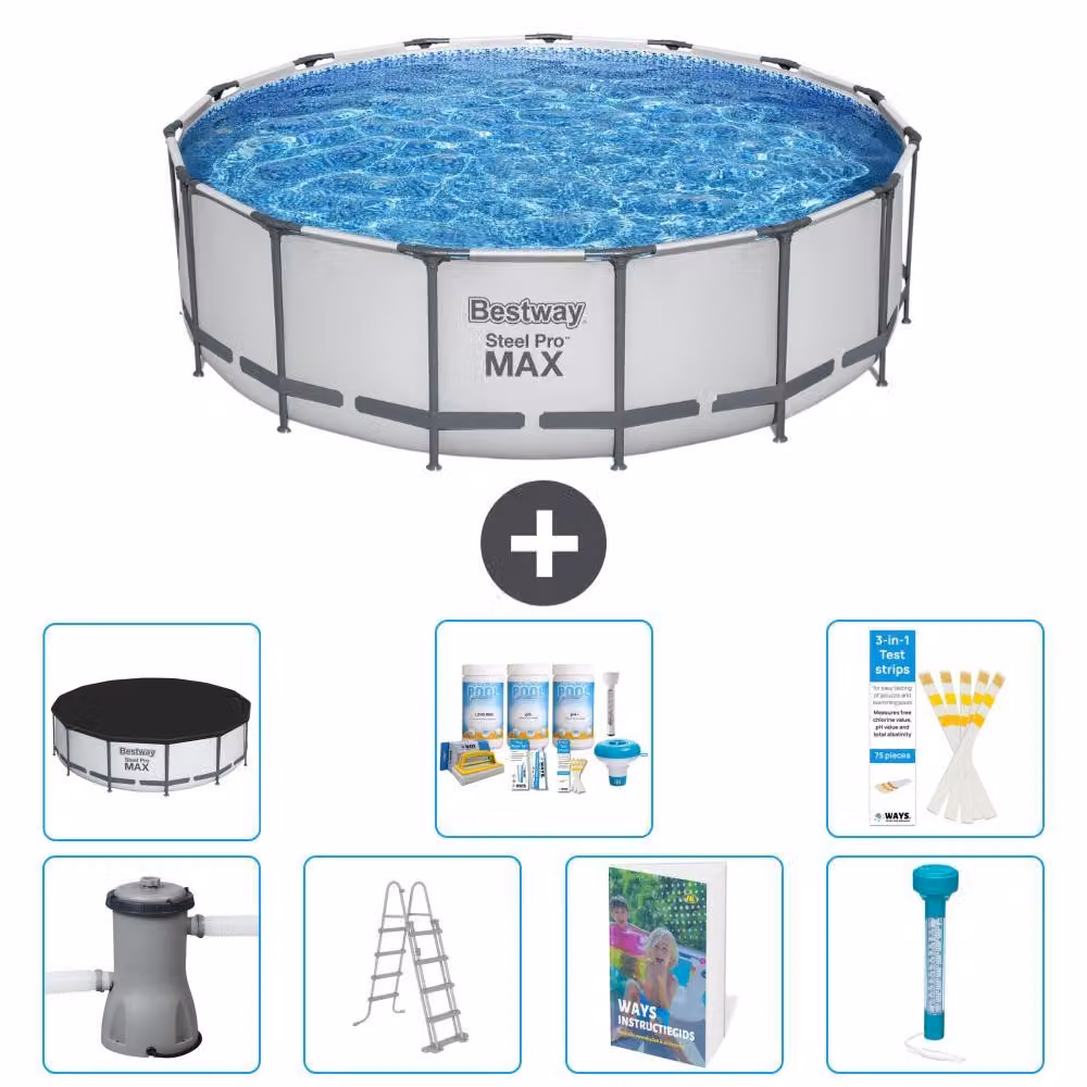 Piscina gonfiabile Bestway Steel Pro MAX, rotonda, 488x122 cm, composta da 6 parti, modello S574