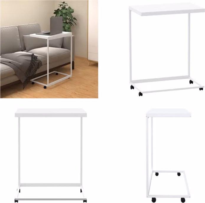 vidaXL Tavolino con rotelle Bianco 55x35x70 cm Materiale a base di legno - Tavolino - Tavolini - Tavolino da caffè - Tavolino da divano