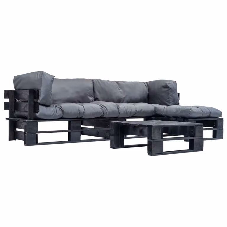 Maison Exclusive - Set da giardino da 4 pezzi realizzato con pallet e cuscini grigi in legno