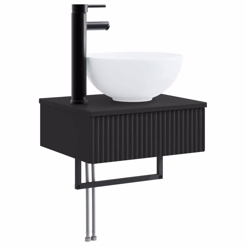 Lavabo da parete nero vidaXL in legno MDF L: 40 cm, P: 35 cm, H: 39 cm – 2