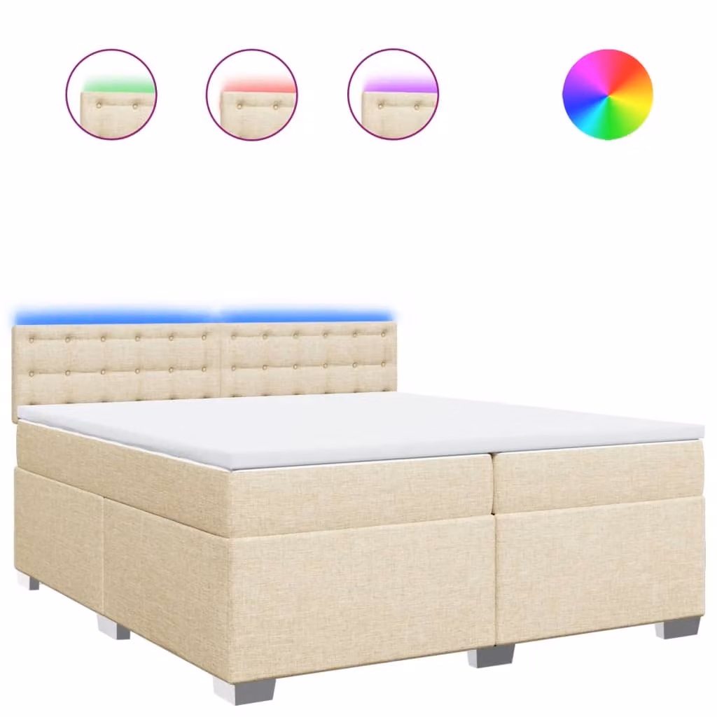 Giroletto a Molle con Materasso Crema 200x200 cm in Tessuto