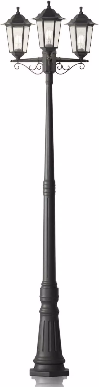 Lampione da esterno, lampada da giardino, altezza 217 cm, lampada da esterno, lampada da terra, lanterna da giardino, grado di protezione IP44, lampada da esterno, lampada da giardino, lampada per vialetti, adatta per cortili, 3 attacchi E27, senza lampad