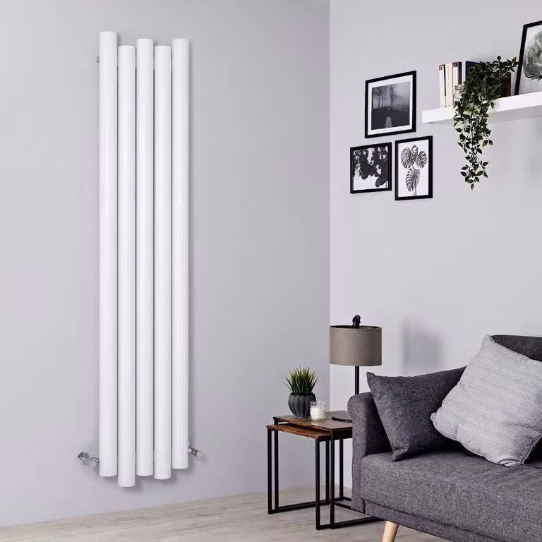 Radiatore Verticale Design Alluminio Bianco 1800x390mm 940W - Alta Resa - Stile Moderno - Laeto