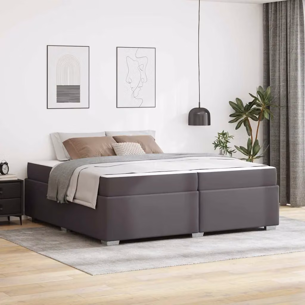 Struttura letto moderna vidaXL in tessuto grigio con materasso L/P/H: 200 x 200 x 47 cm – 1