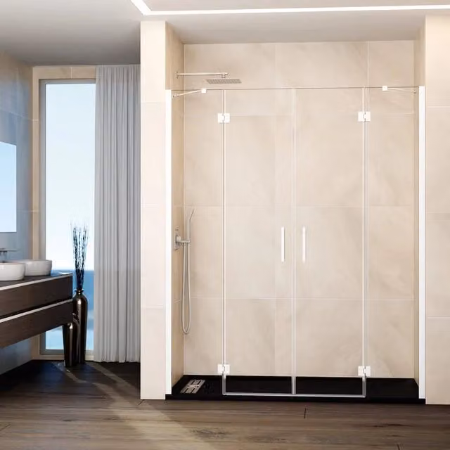 Box doccia rettangolare DUCHA GLASS 2 con 2 ante battenti, bianco trasparente, L: 152,5 cm
