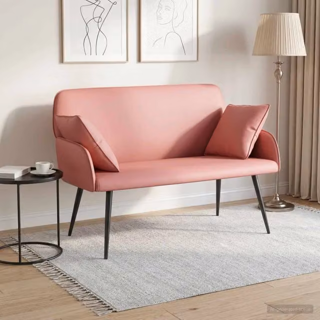 Divano a 2 posti con gambe in metallo 2 posto Rosa Similpelle 42051016