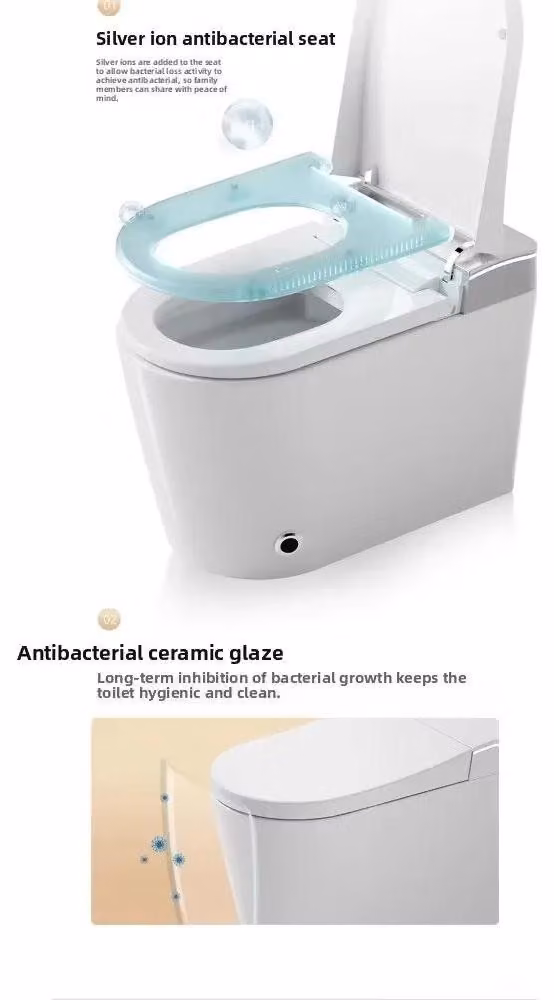WC intelligente - WC elettrico smart 220 V - Doppio scarico a sifone 3/6 l - Telecomando - Sedile riscaldato - A pavimento - Bianco