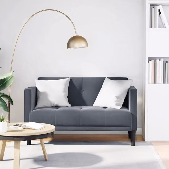 Divanetto moderno vidaXL in velluto grigio, L: 111 cm, P: 67 cm, H: 74,5 cm