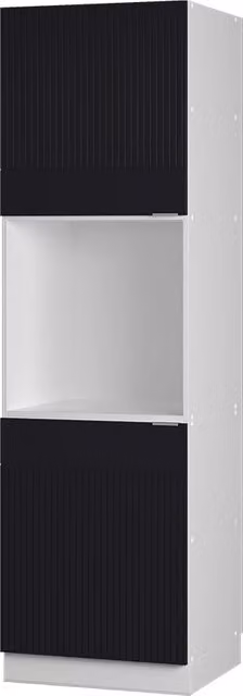 Mobile per forno da incasso Fame-Line Nero rigato/Bianco 60 cm con ripiano aperto Vicco