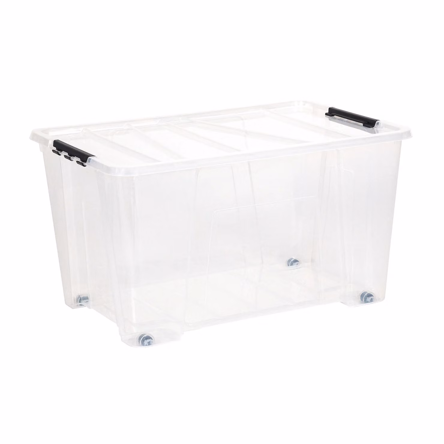 Contenitore Multiuso Jolly DEA HOME da 50 Litri con Coperchio e Maniglie, Trasparente e Nero, H 32 cm x L 57 cm x P 39 cm – 1