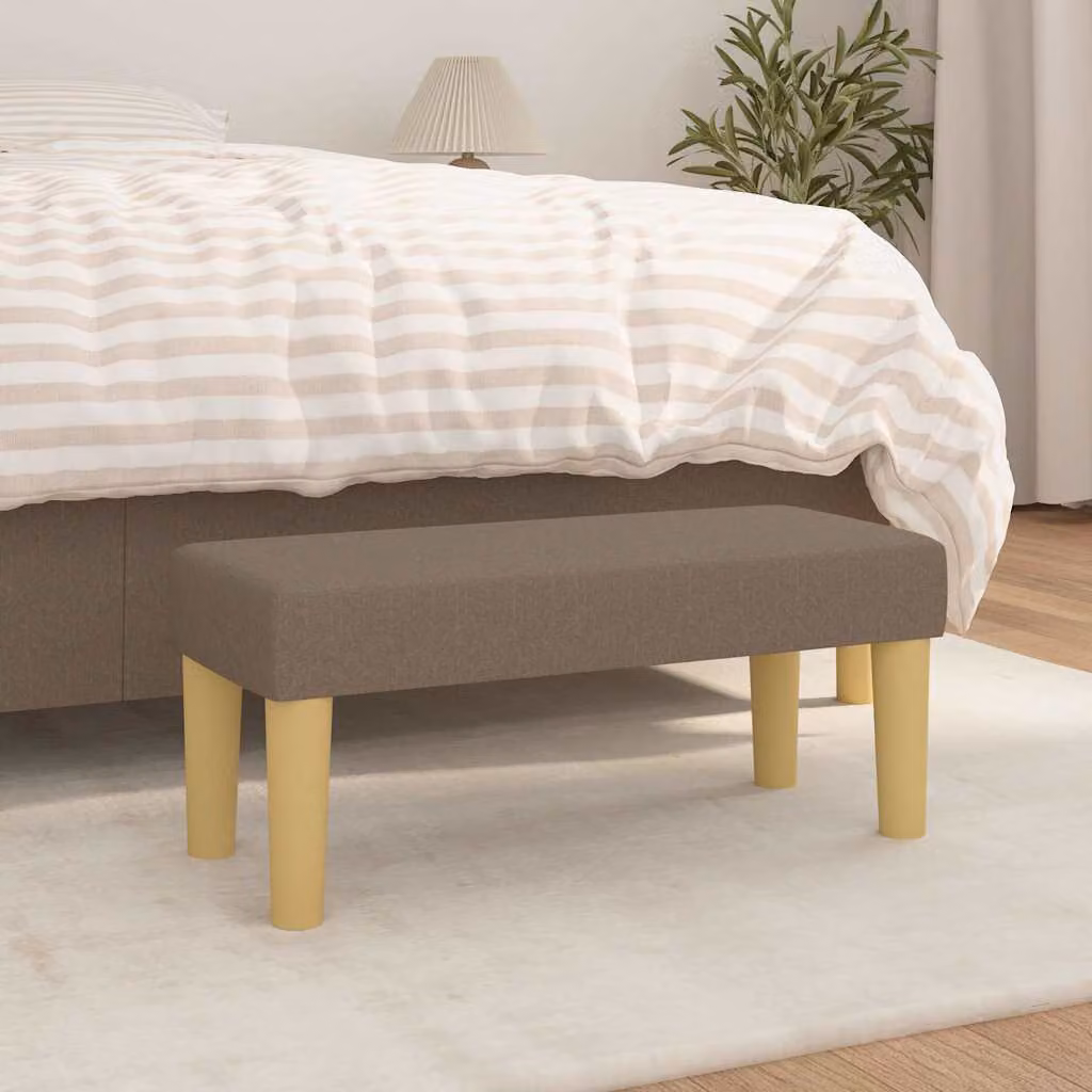 Panca moderna vidaXL in tessuto beige e grigio con struttura in legno L: 70 cm, P: 30 cm, H: 30 cm