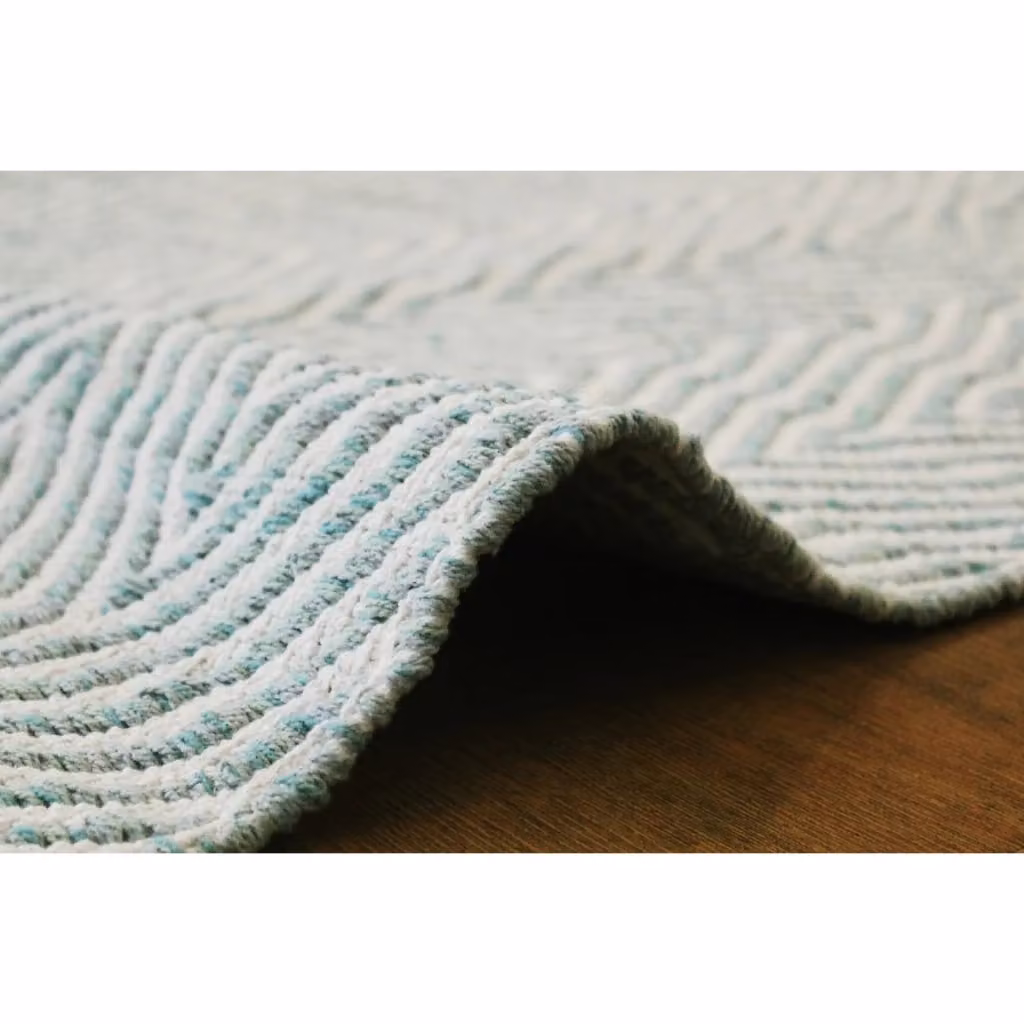 Tappeto Cocktail 400 Kendra Home in Cotone Turchese con Motivo Geometrico a Zig Zag – 2