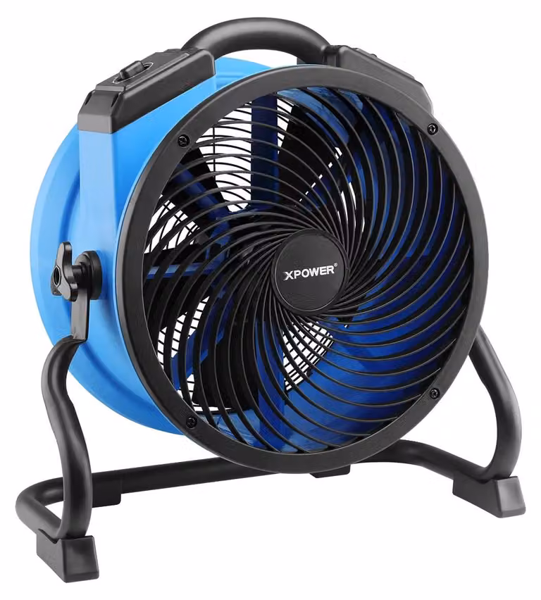 Ventilatore, 4 livelli di velocità, angolo di rotazione regolabile, colore blu
