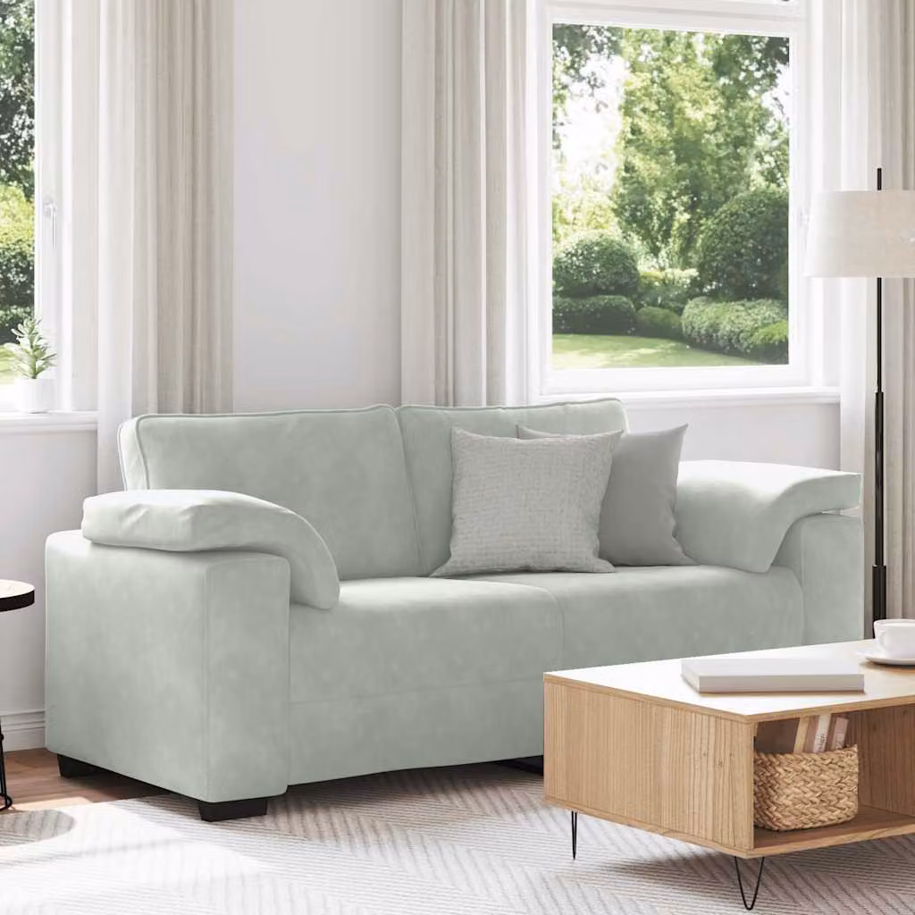 vidaXL Divanetto Moderno in Velluto Grigio con Cuscini, L: 180 cm, P: 77 cm, H: 82 cm